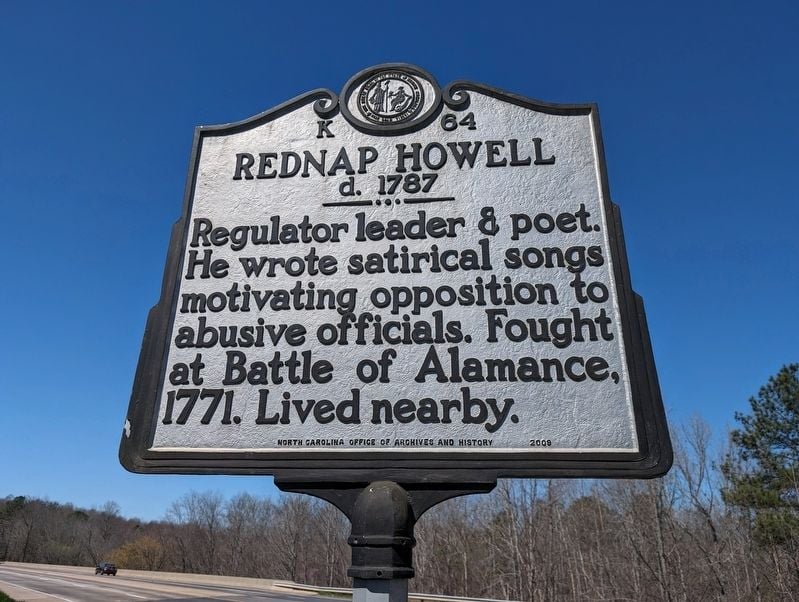 North Carolina Historical Marker K-64, Rednap Howell